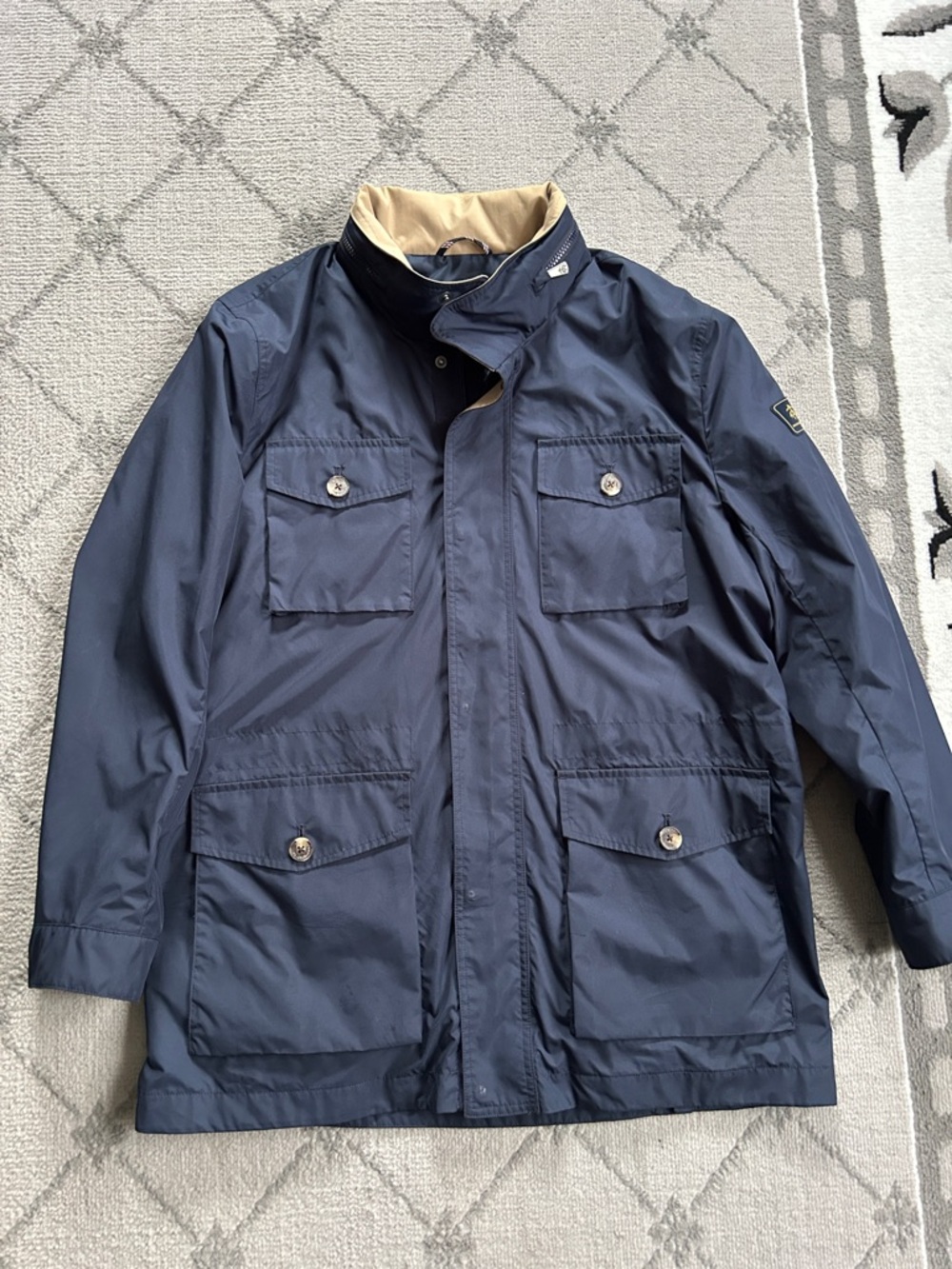 Brooks Brothers Navy Nylon Field Jacket with Packable Hood